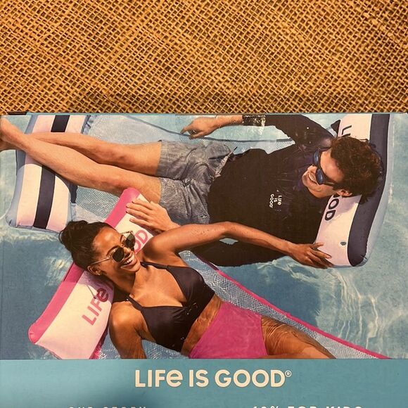 Life Is Good Blue and White Hammock Pool Float - Picture 2 of 2